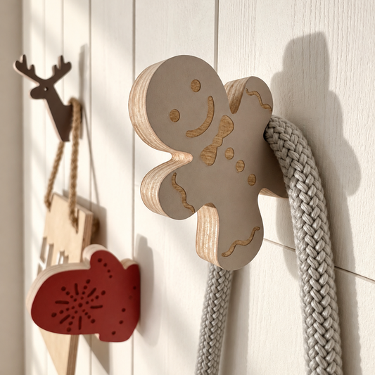 Wooden Christmas Hooks – Gingerbread, Reindeer & Mitten