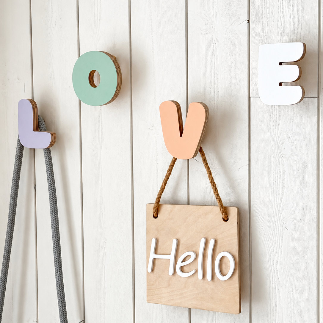 Wooden Letter Wall Hooks