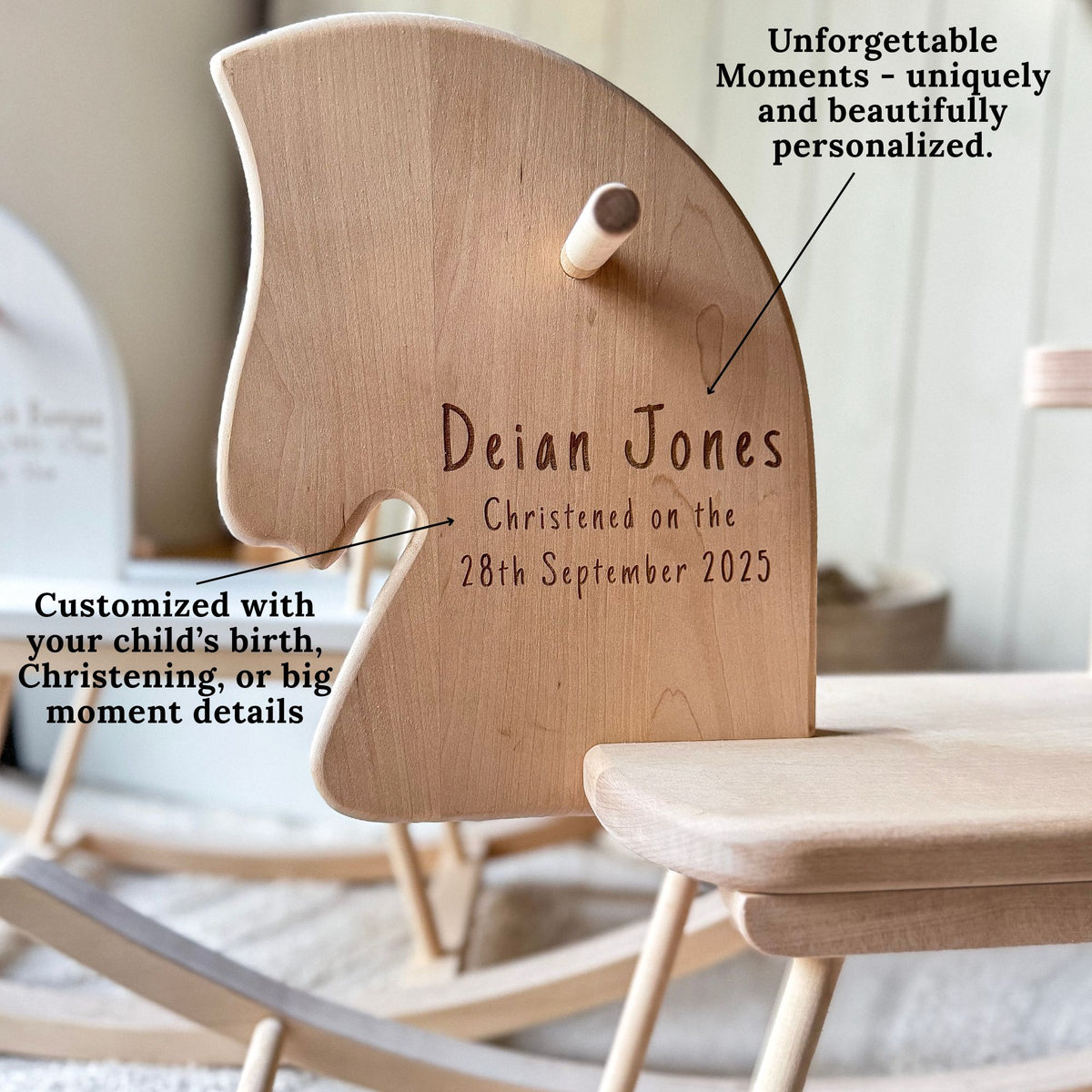 Personalized Wooden Rocking Horse with Engraving