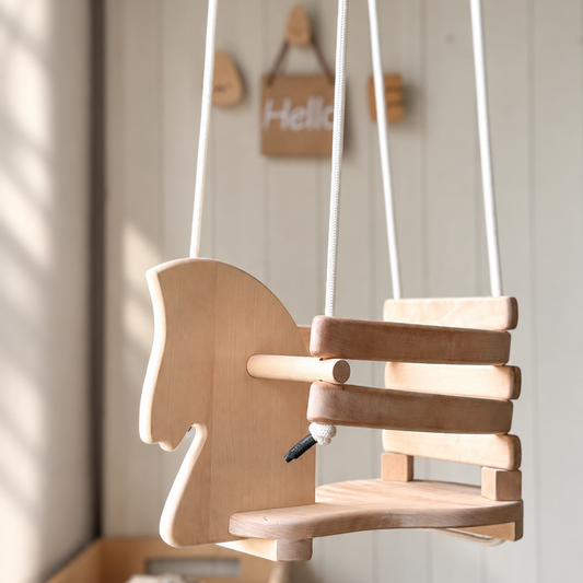 Wooden Horse Baby Swing