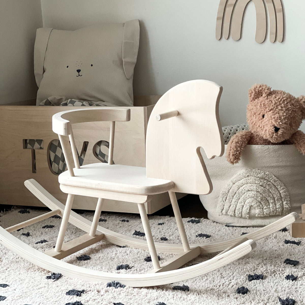 Personalized Wooden Rocking Horse with Engraving