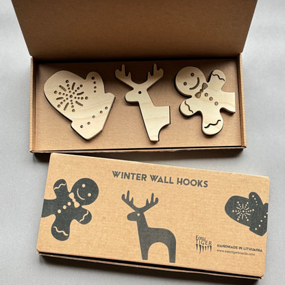 Christmas Wall Hooks | Gingerbread, Reindeer & Mitten