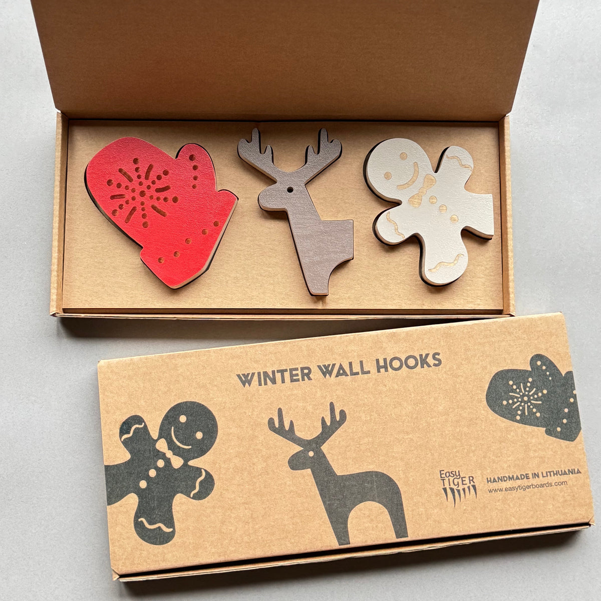 Christmas Wall Hooks | Gingerbread, Reindeer & Mitten