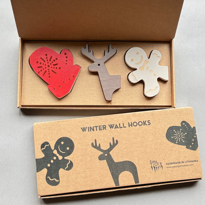 Christmas Wall Hooks | Gingerbread, Reindeer & Mitten