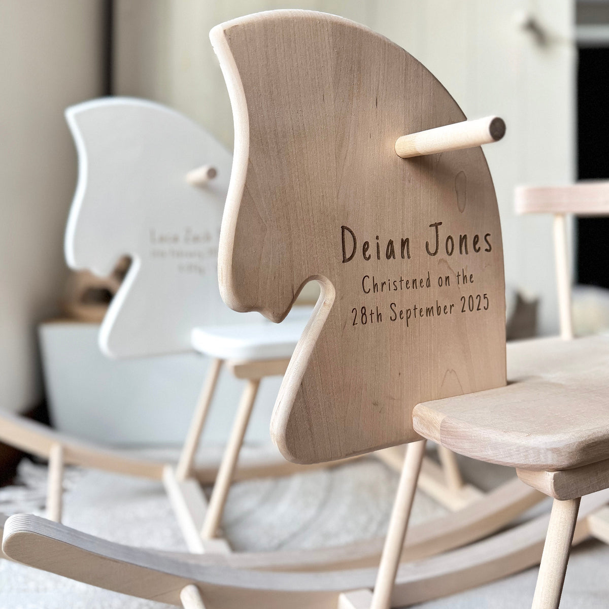 Personalized Wooden Rocking Horse with Engraving