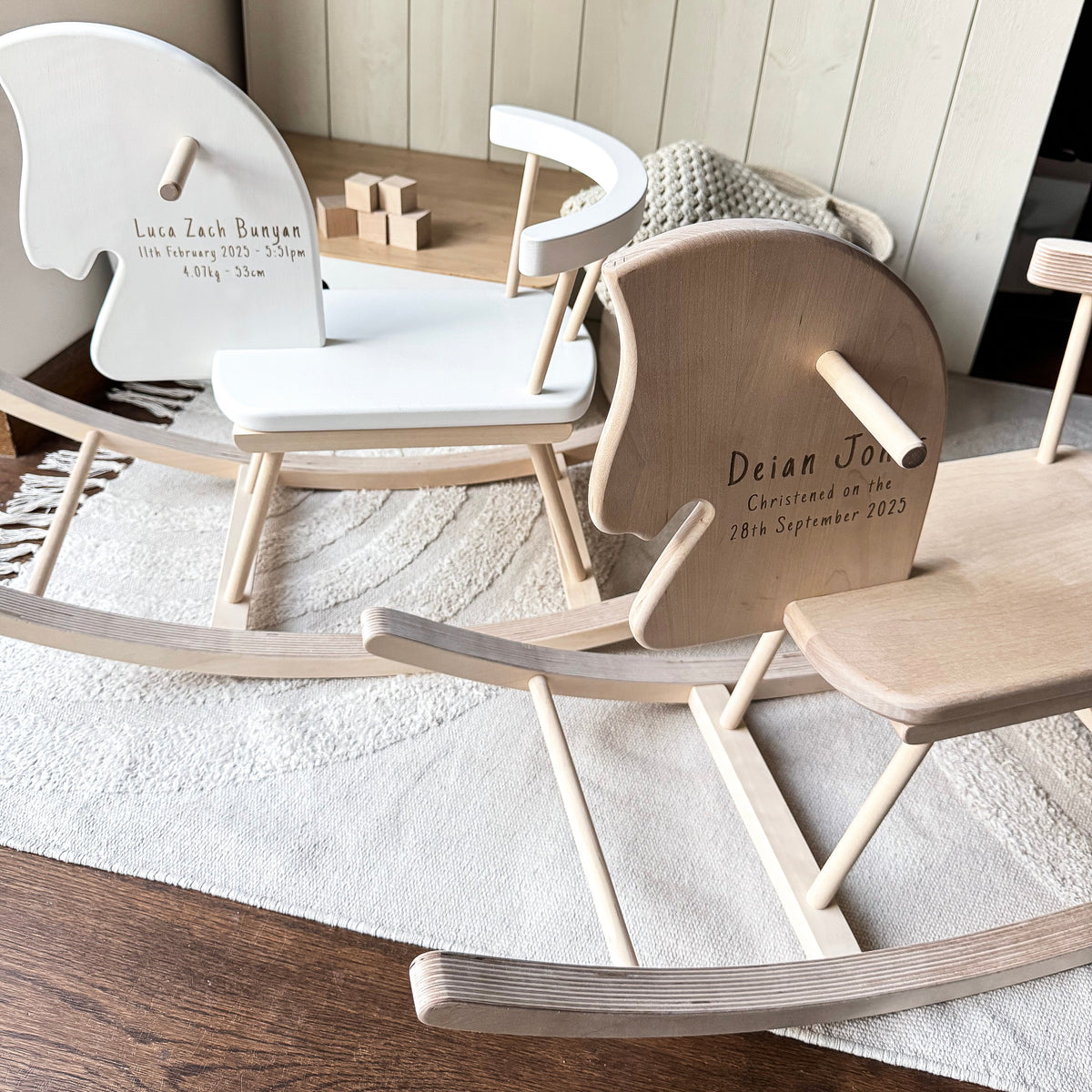 Personalized Wooden Rocking Horse with Engraving